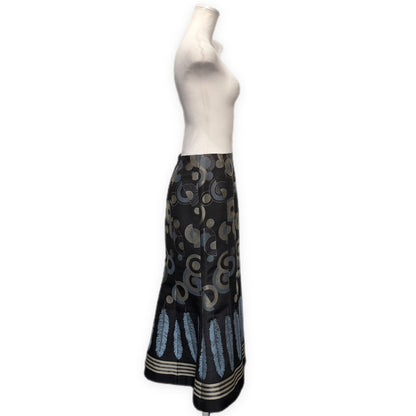 KEITA MARUYAMA Feather Embroidered Midi Skirt Black Size 1