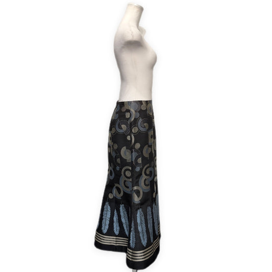 KEITA MARUYAMA Feather Embroidered Midi Skirt Black Size 1