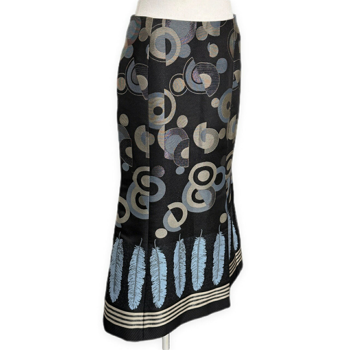 KEITA MARUYAMA Feather Embroidered Midi Skirt Black Size 1
