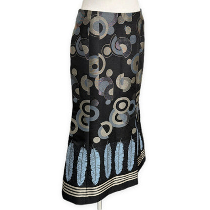KEITA MARUYAMA Feather Embroidered Midi Skirt Black Size 1