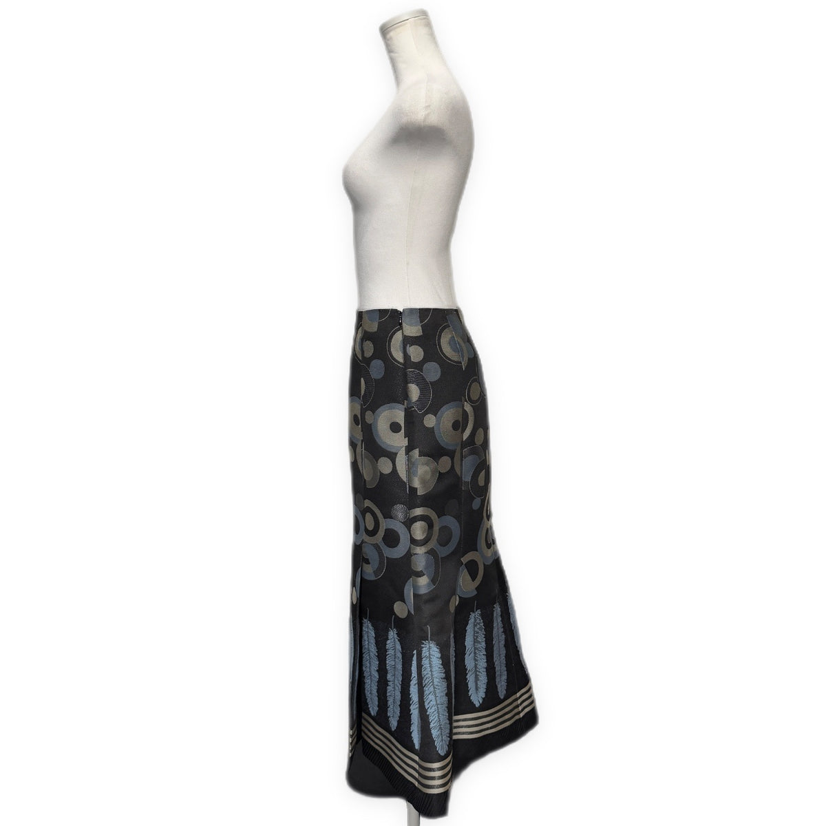 KEITA MARUYAMA Feather Embroidered Midi Skirt Black Size 1