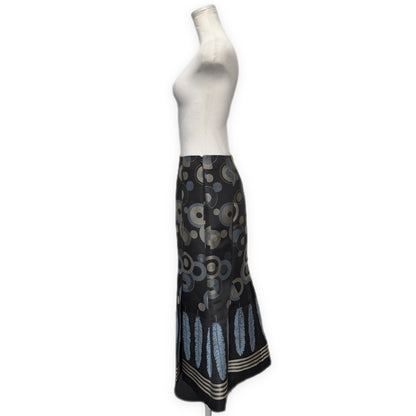 KEITA MARUYAMA Feather Embroidered Midi Skirt Black Size 1