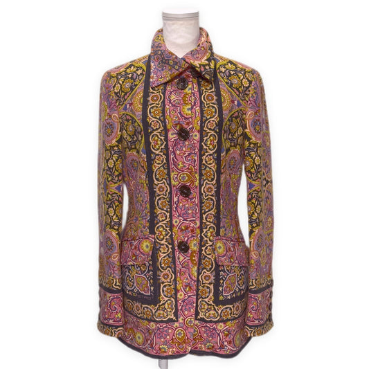 ETRO All-Over Floral Wool Nylon Jacket Pink Size 42