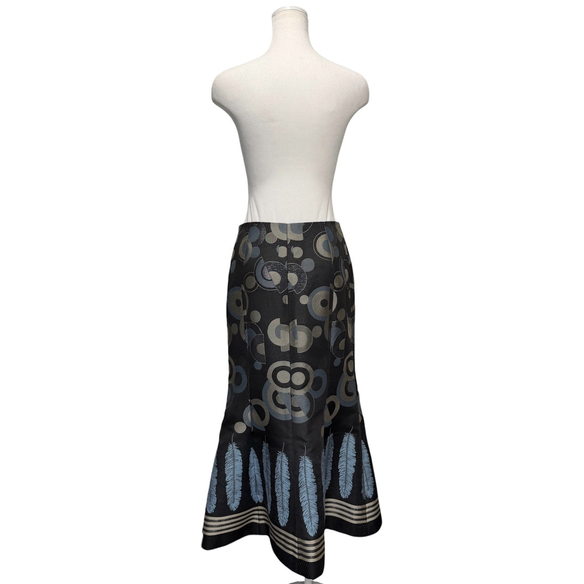 KEITA MARUYAMA Feather Embroidered Midi Skirt Black Size 1