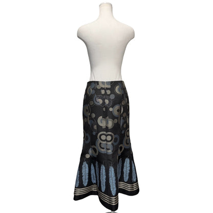 KEITA MARUYAMA Feather Embroidered Midi Skirt Black Size 1