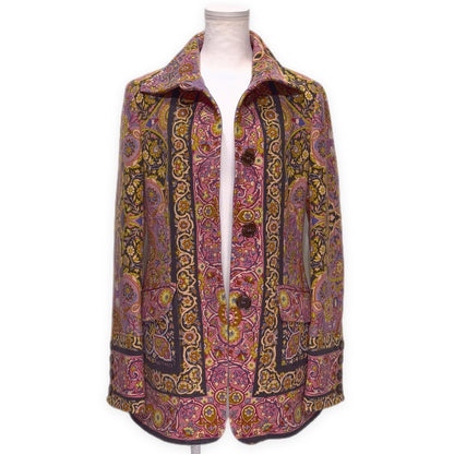 ETRO All-Over Floral Wool Nylon Jacket Pink Size 42
