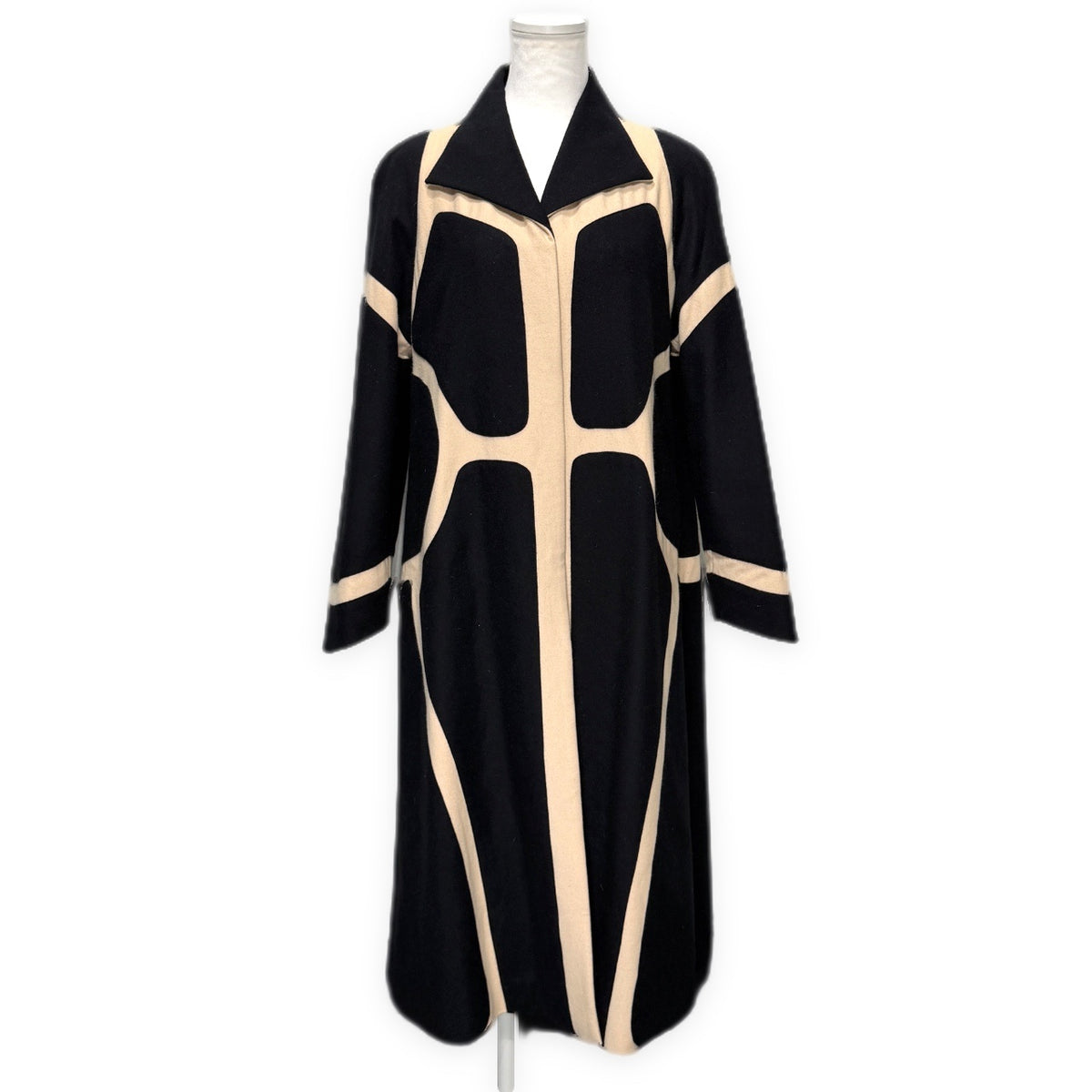 Sybilla Angora Blend Patterned Wool Stand Collar Coat Size M