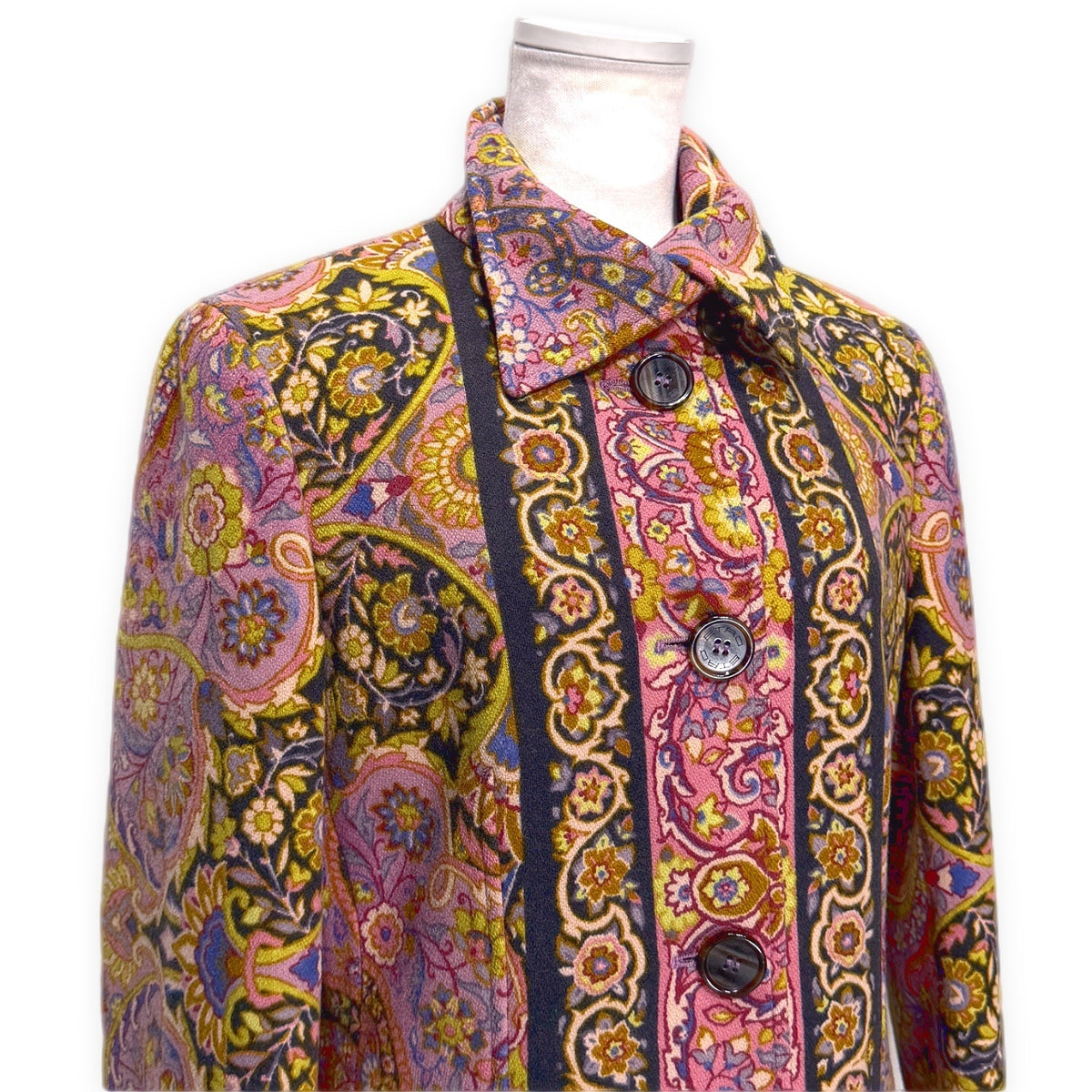 ETRO All-Over Floral Wool Nylon Jacket Pink Size 42