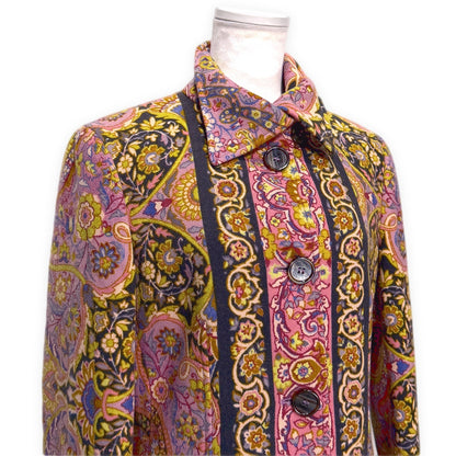 ETRO All-Over Floral Wool Nylon Jacket Pink Size 42