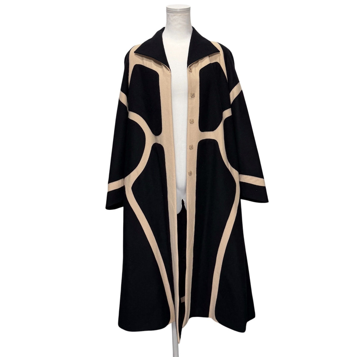 Sybilla Angora Blend Patterned Wool Stand Collar Coat Size M