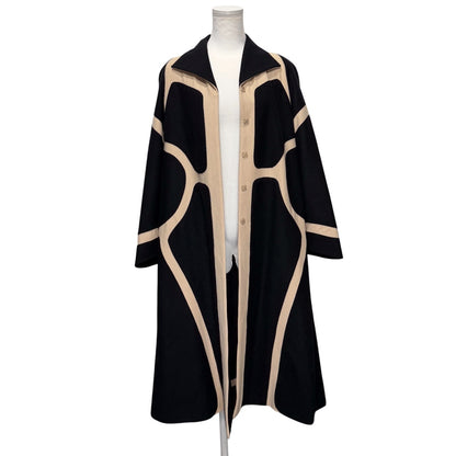 Sybilla Angora Blend Patterned Wool Stand Collar Coat Size M