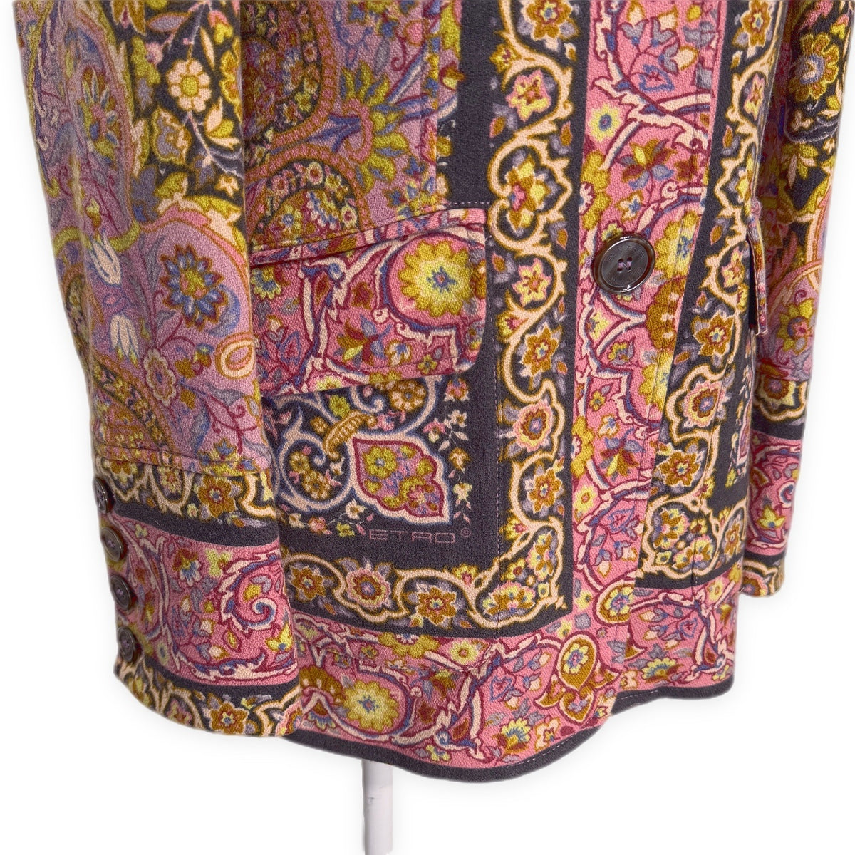 ETRO All-Over Floral Wool Nylon Jacket Pink Size 42