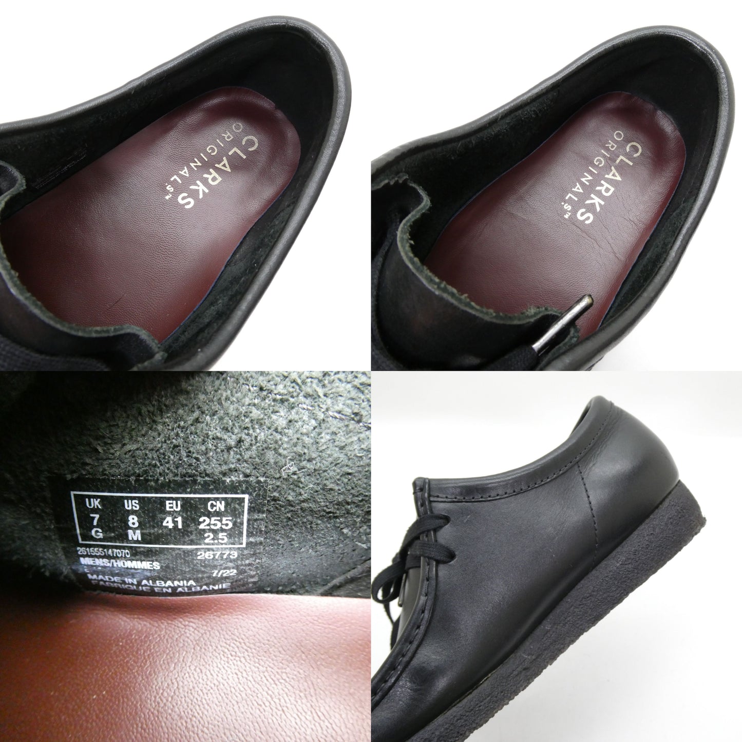 Clarks Wallabee Moccasin Shoes Black Loafers Size UK7