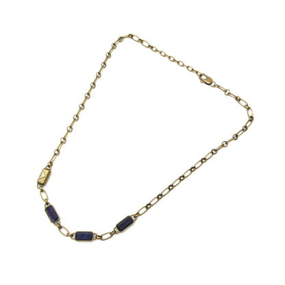 EMPORIO ARMANI Blue Stone Gold Chain Necklace Size ONE SIZE