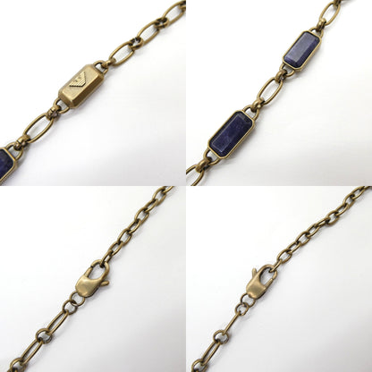 EMPORIO ARMANI Blue Stone Gold Chain Necklace Size ONE SIZE