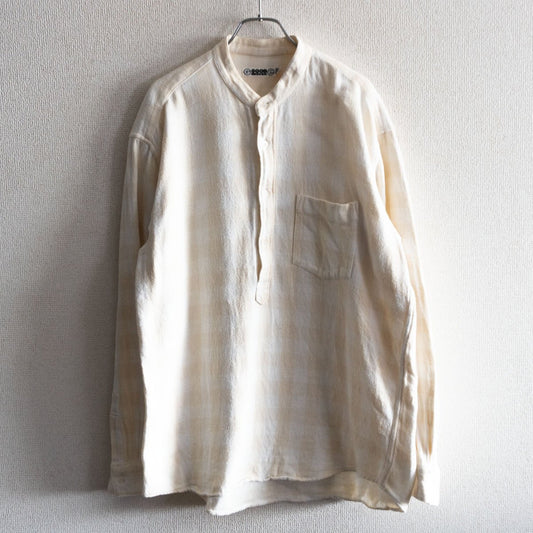 GOODENOUGH 90S Plaid band-collar flannel Shirt Size L