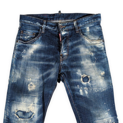 DSQUARED2 Skater Distressed Slim Jeans Blue Size 44