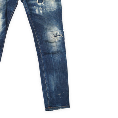 DSQUARED2 Skater Distressed Slim Jeans Blue Size 44