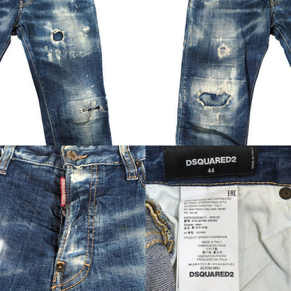 DSQUARED2 Skater Distressed Slim Jeans Blue Size 44