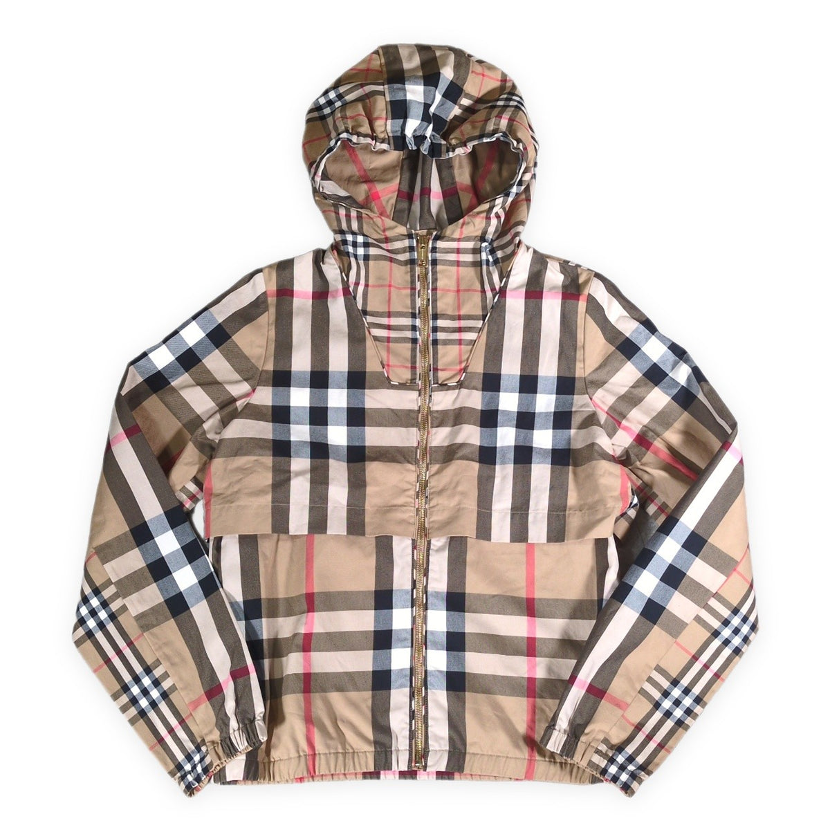 BURBERRY Contrast Check Pullover Hooded Jacket Size 14Y