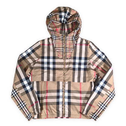 BURBERRY Contrast Check Pullover Hooded Jacket Size 14Y