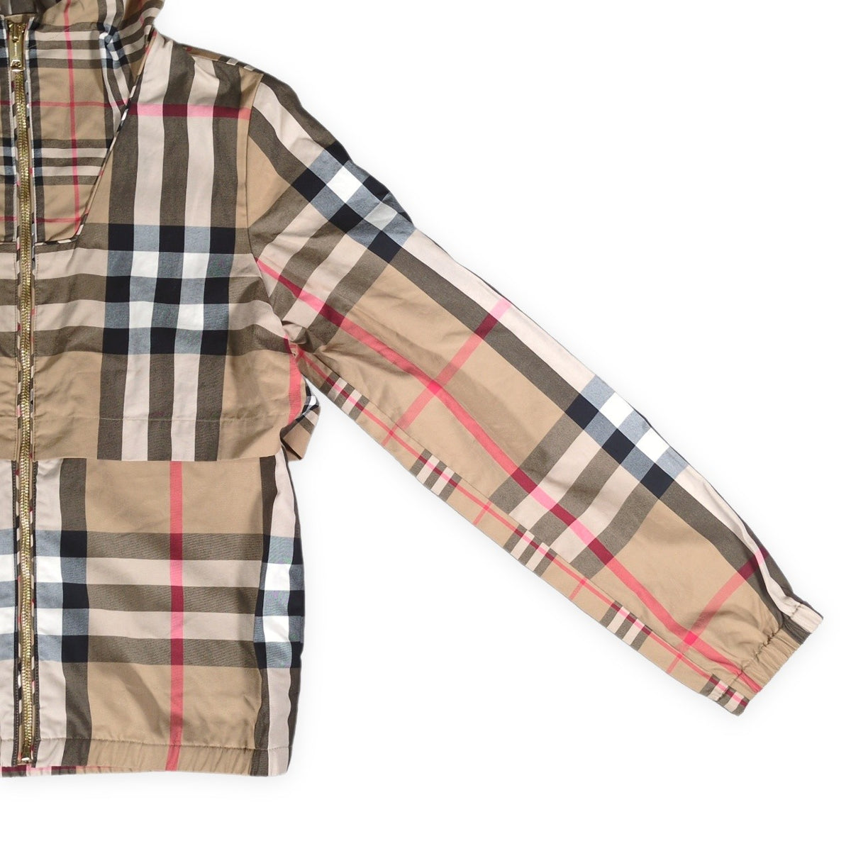 BURBERRY Contrast Check Pullover Hooded Jacket Size 14Y
