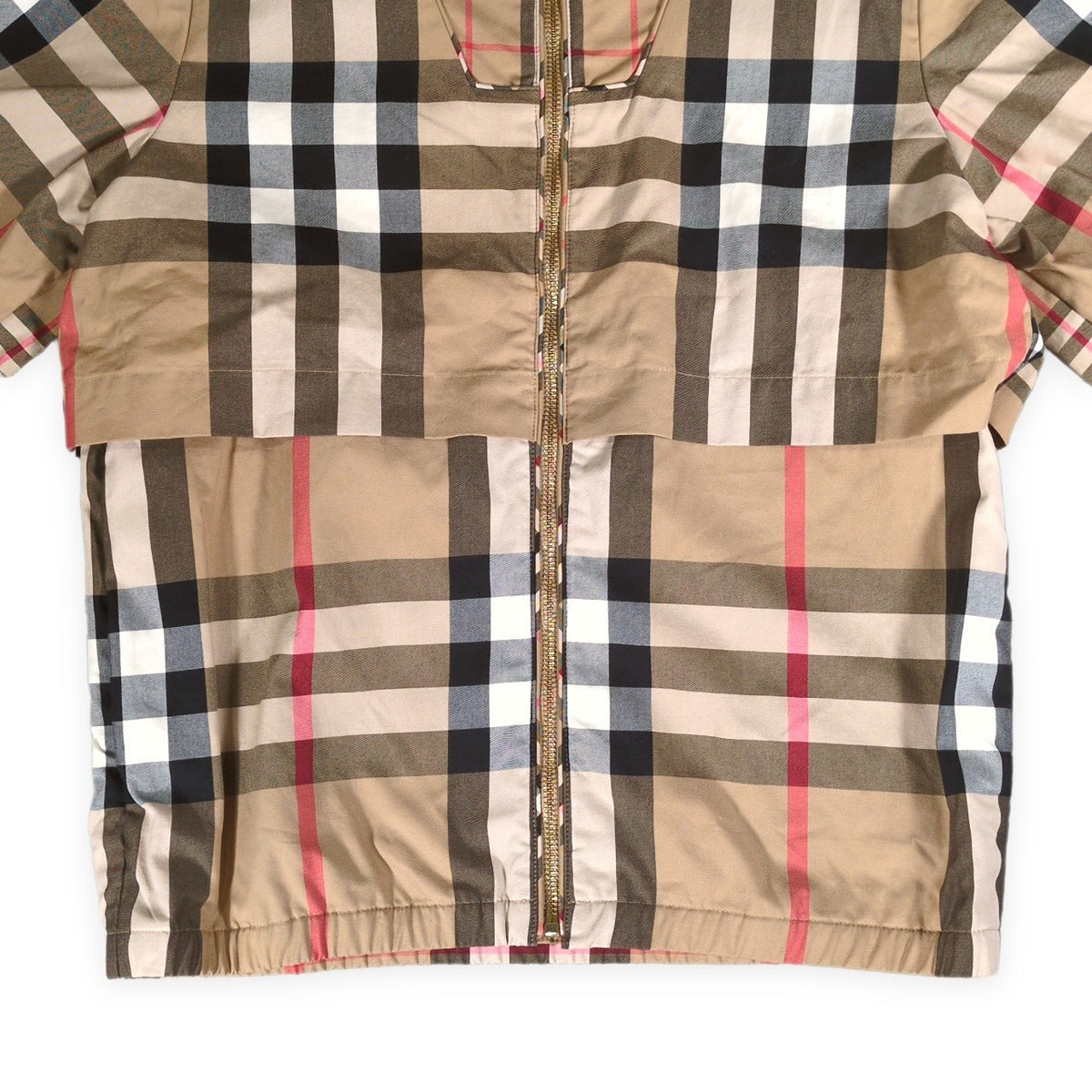 BURBERRY Contrast Check Pullover Hooded Jacket Size 14Y