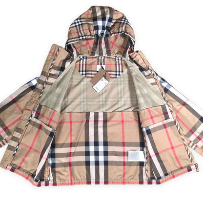 BURBERRY Contrast Check Pullover Hooded Jacket Size 14Y