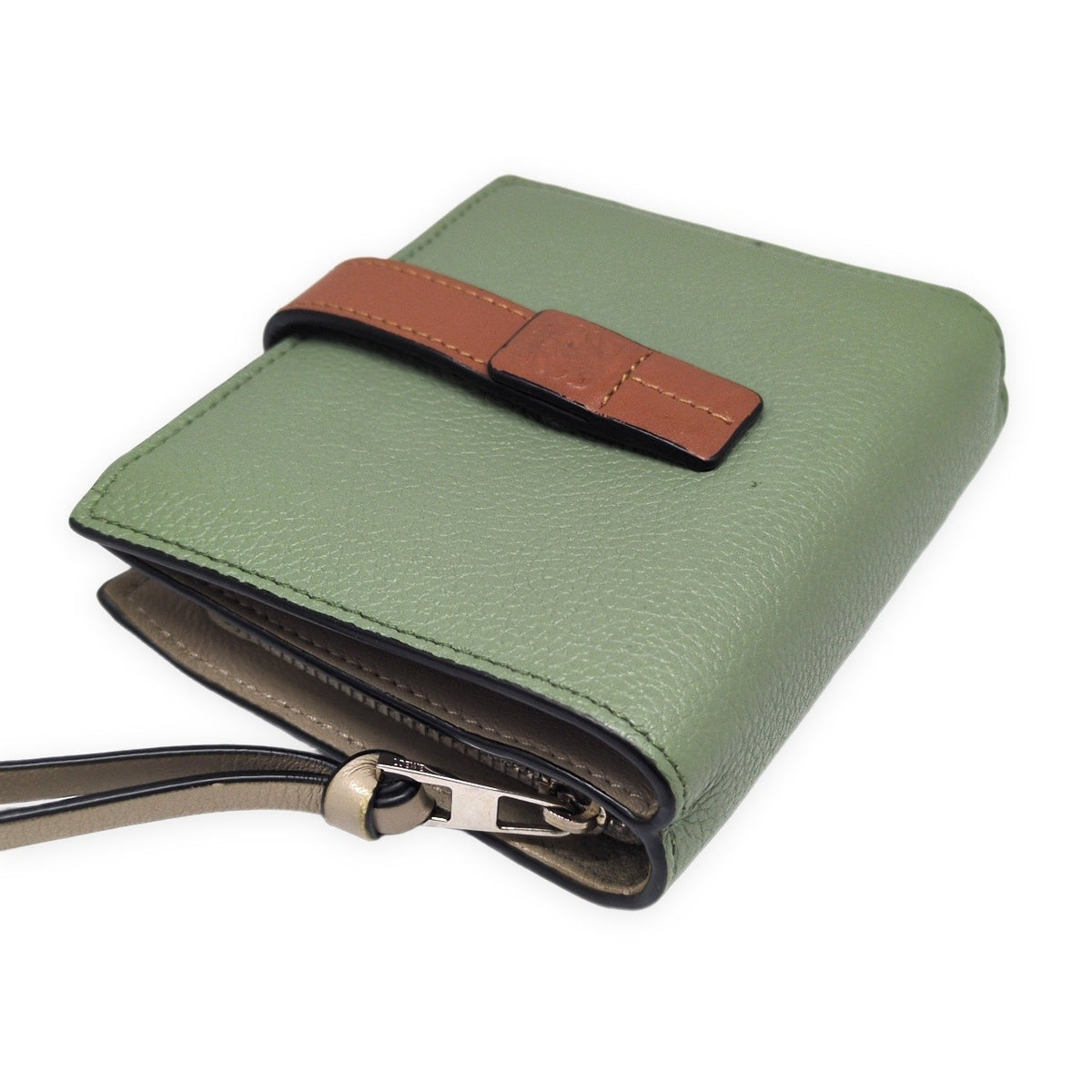LOEWE Compact Green Bi-Fold Zip Wallet
