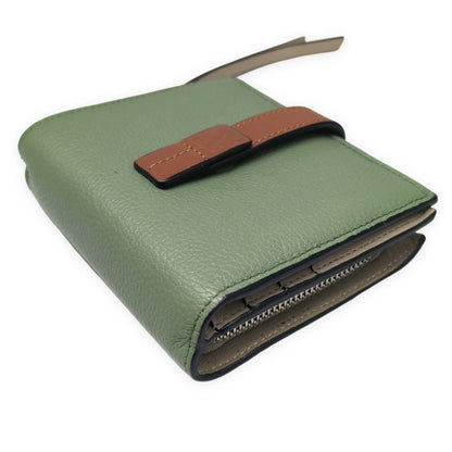LOEWE Compact Green Bi-Fold Zip Wallet