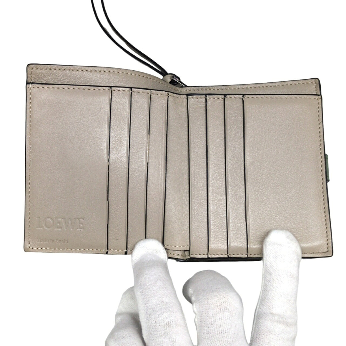 LOEWE Compact Green Bi-Fold Zip Wallet