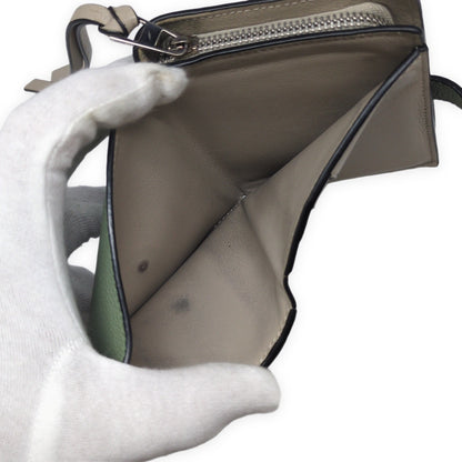 LOEWE Compact Green Bi-Fold Zip Wallet