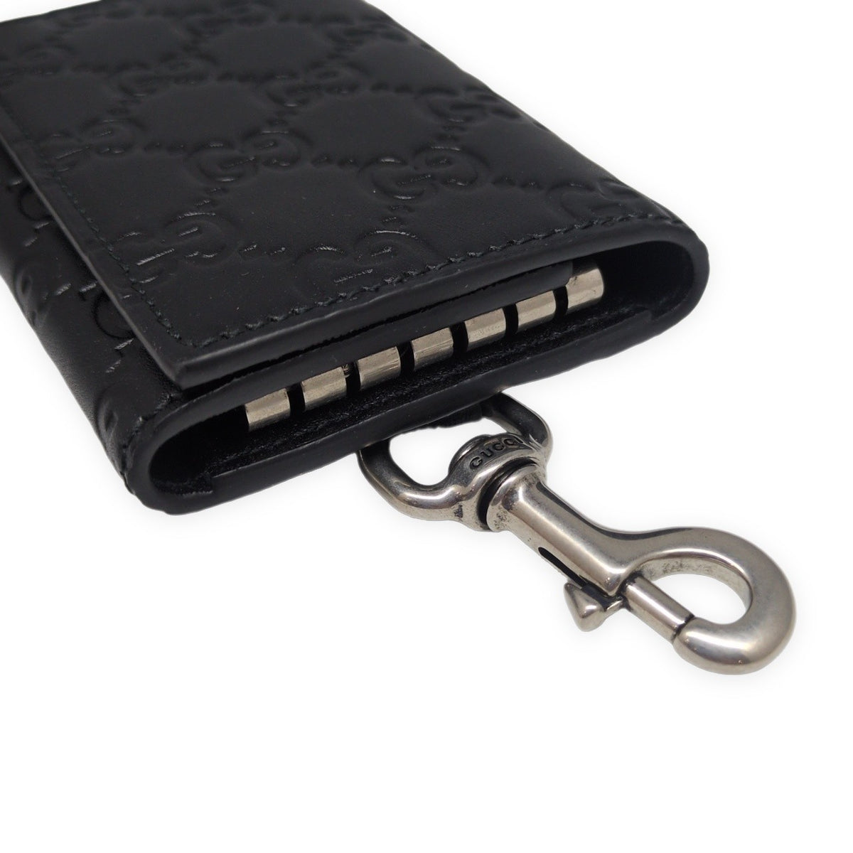 GUCCI GG Emblem 6-Ring Key Case Black Bag