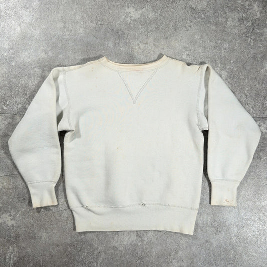 PLUHHM ~50s Applied Double V-Gusset Sweatshirt White