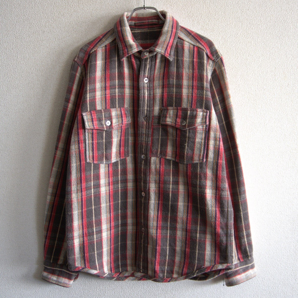 NIGEL CABOURN Reversible Heavy Flannel Check/Border Size M
