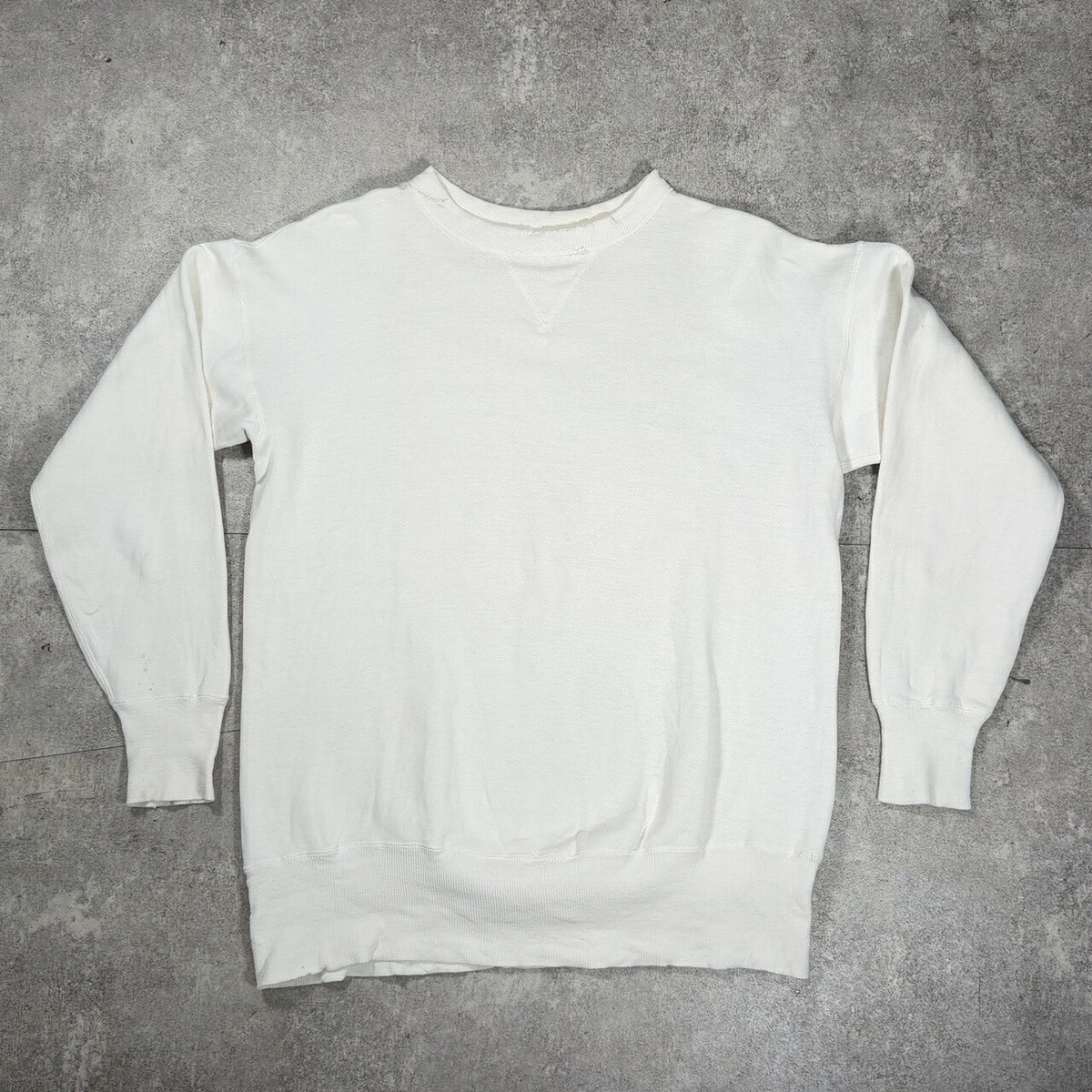 PENNEY'S 50s Inset V-Gusset Set-In Sweatshirt White Size M
