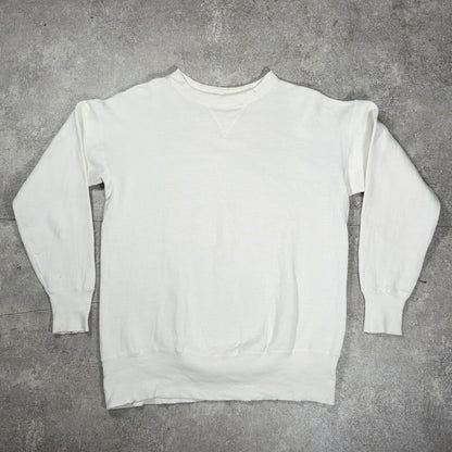 PENNEY'S 50s Inset V-Gusset Set-In Sweatshirt White Size M