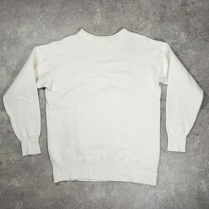 PENNEY'S 50s Inset V-Gusset Set-In Sweatshirt White Size M