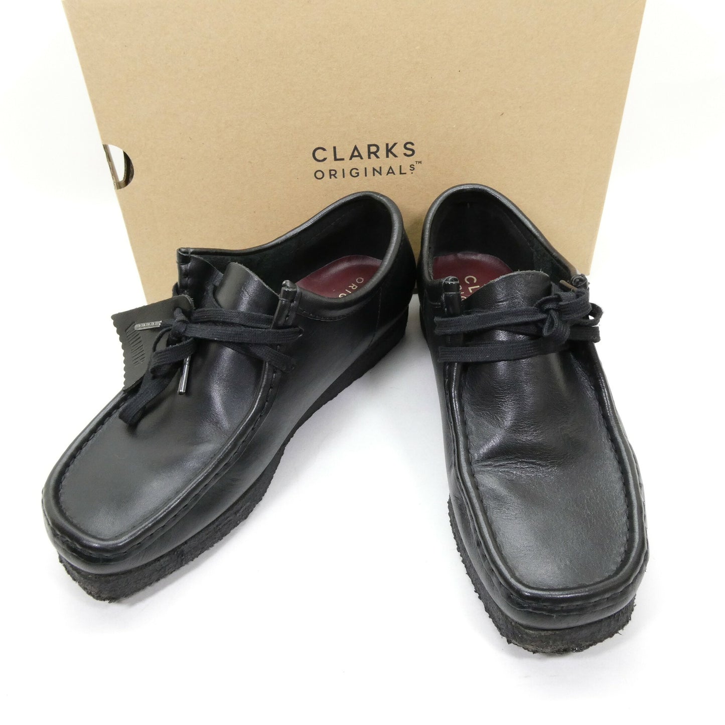 Clarks Wallabee Moccasin Shoes Black Loafers Size UK7