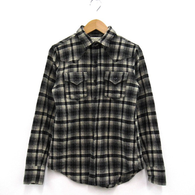 SAINT LAURENT Block Check Long Sleeve Shirt Size XS