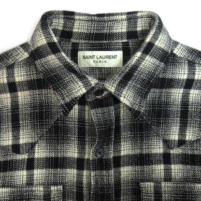 SAINT LAURENT Block Check Long Sleeve Shirt Size XS