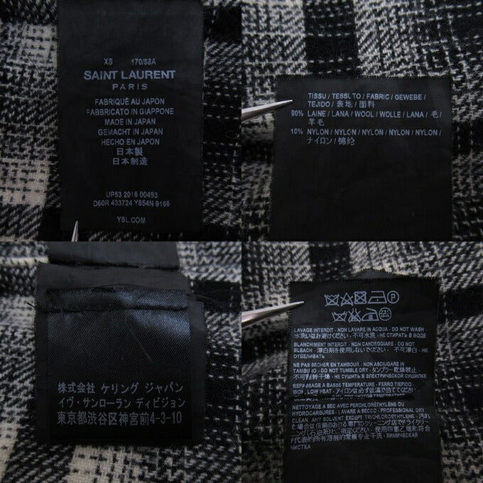 SAINT LAURENT Block Check Long Sleeve Shirt Size XS