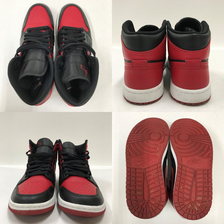 NIKE Air Jordan 1 Mid Black/Red Sneakers Size 26.5