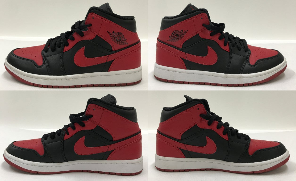 NIKE Air Jordan 1 Mid Black/Red Sneakers Size 26.5