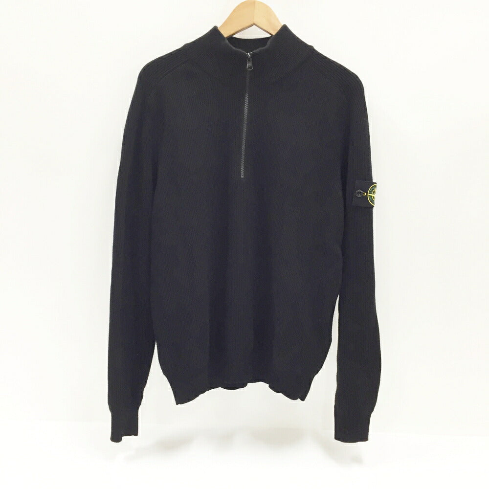 STONE ISLAND Black Half-Zip Knit Sweater Size M
