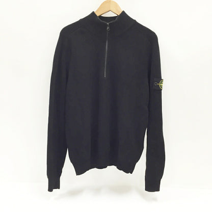 STONE ISLAND Black Half-Zip Knit Sweater Size M
