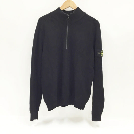 STONE ISLAND Black Half-Zip Knit Sweater Size M