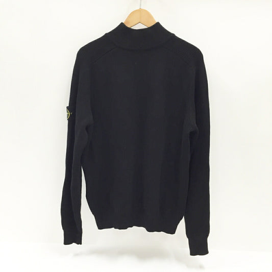 STONE ISLAND Black Half-Zip Knit Sweater Size M