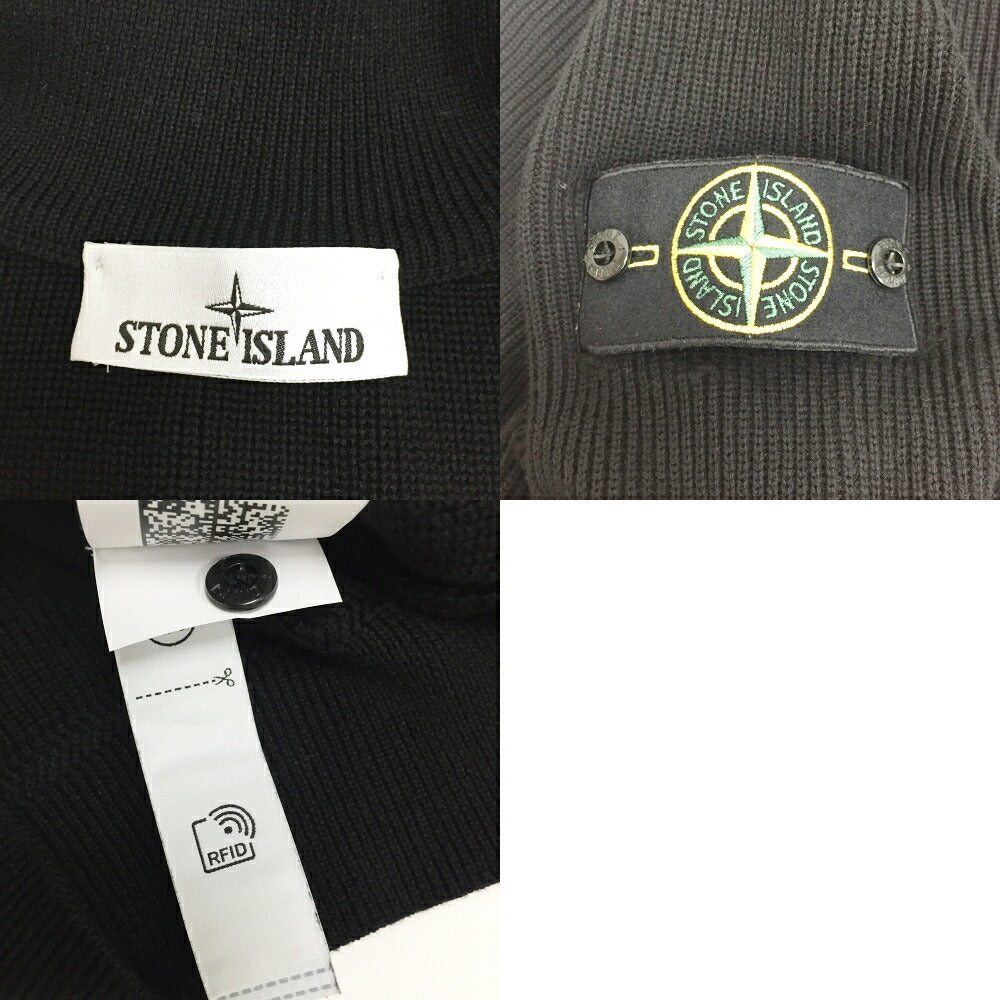 STONE ISLAND Black Half-Zip Knit Sweater Size M