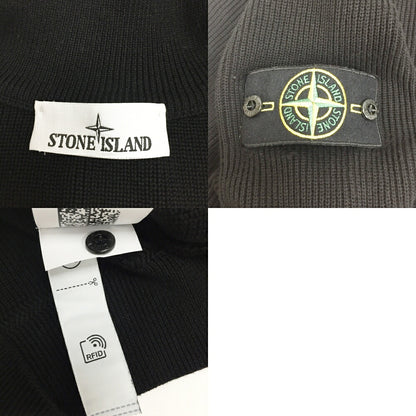 STONE ISLAND Black Half-Zip Knit Sweater Size M